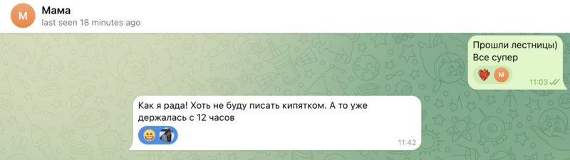 Сообщение маме о прохождении лестниц на пик Сентинел